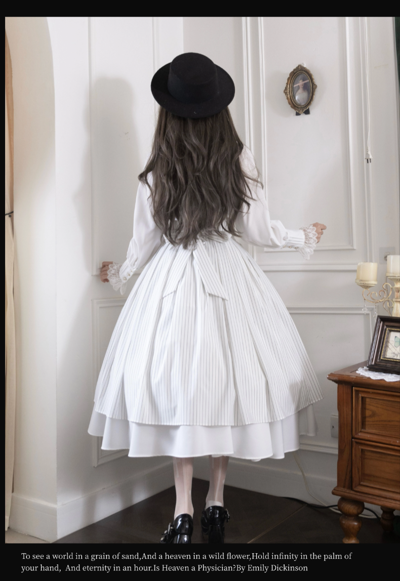 Alice in Wonderland~Love Moon Serenade~Striped Classic Lolita Skirt Preppy Style Commuting Dress