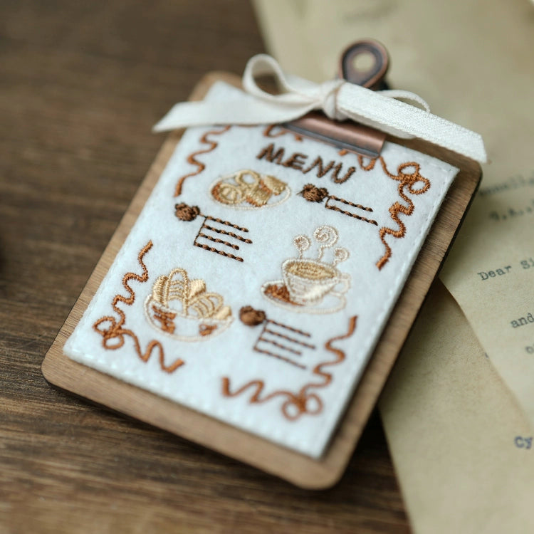 Star Box Design~Kawaii Lolita Embroidery Woodgrain Menu Brooch beige  