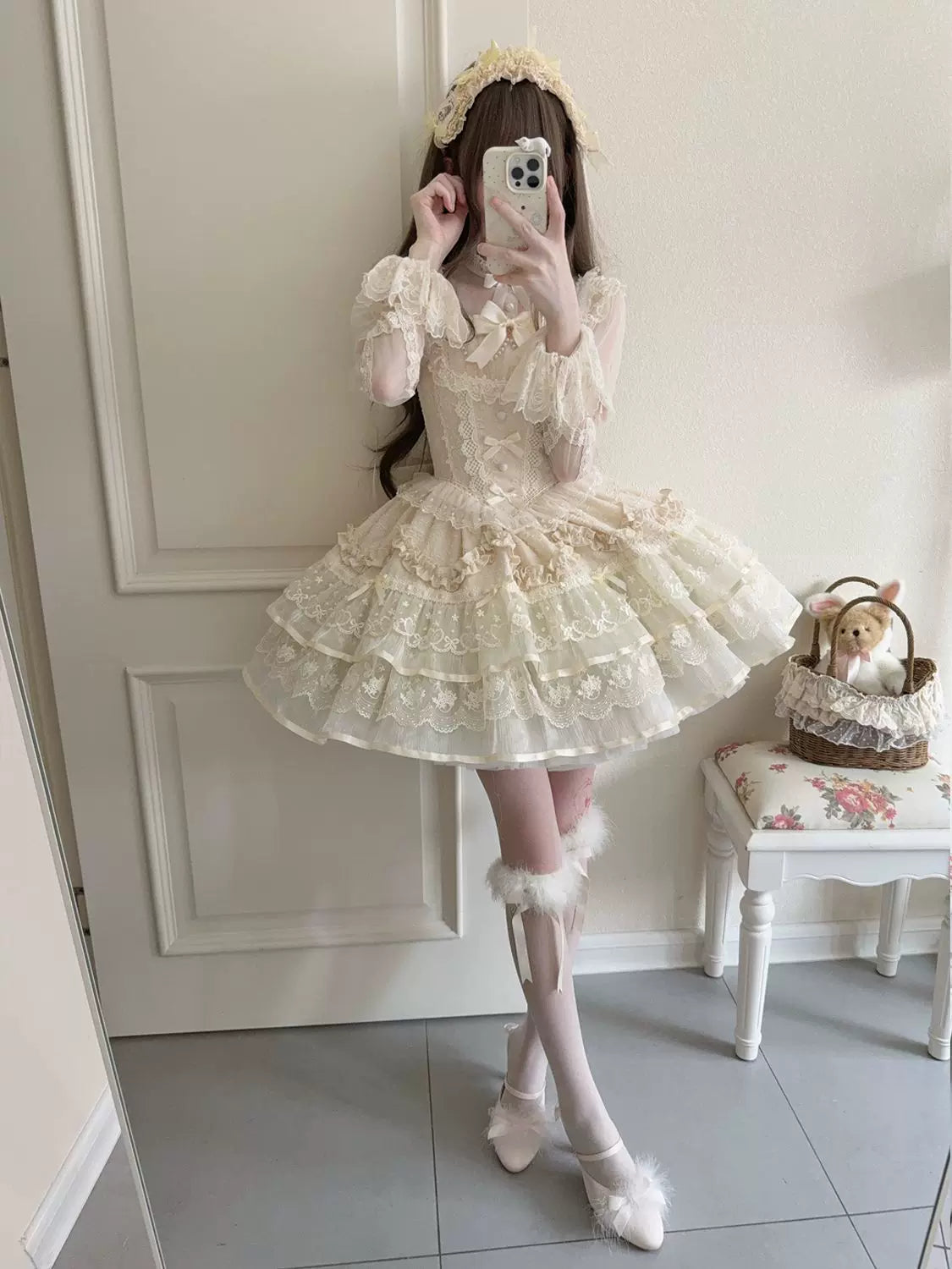 Ballet Dream - Sweet Lolita JSK Dress, Petal-like Layered Skirt