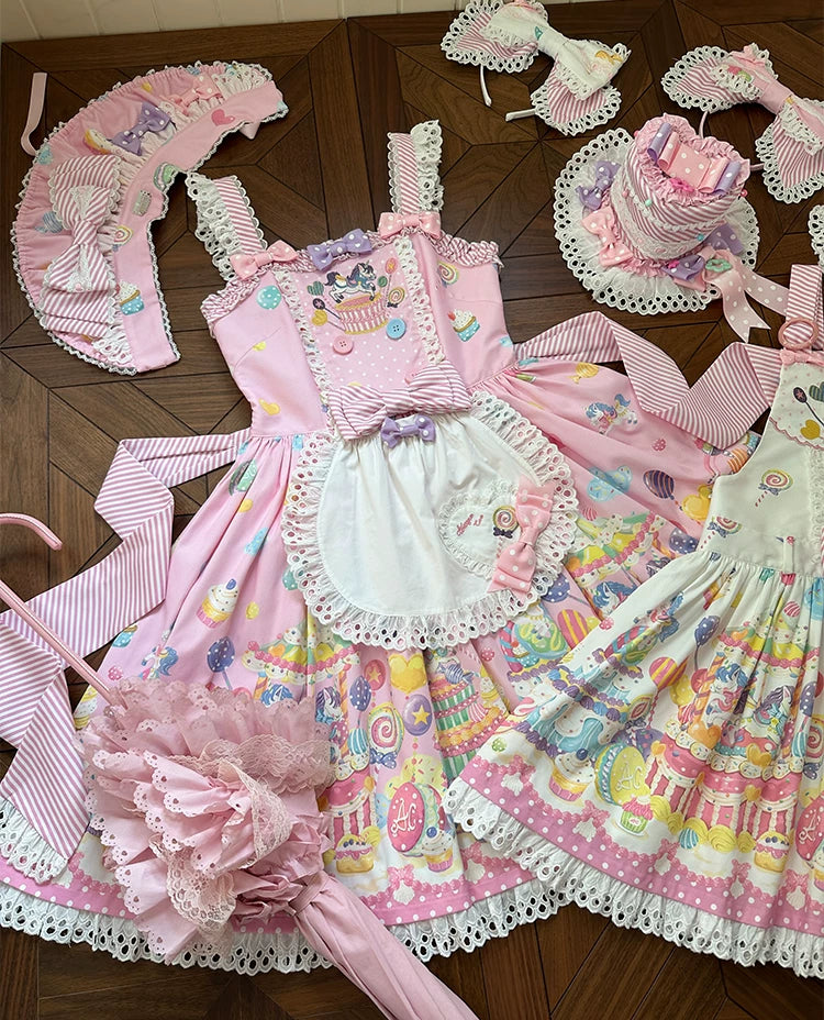 Sweet Dessert Land - Kawaii Lolita OP & JSK Dress Suit, Cake Print 44542:811606
