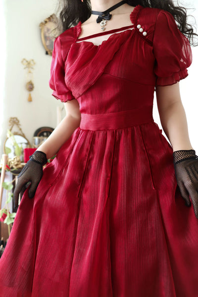 Cyan~Love Wormwood~Elegant Lolita Dress Multicolors backless and waistless XL burgundy