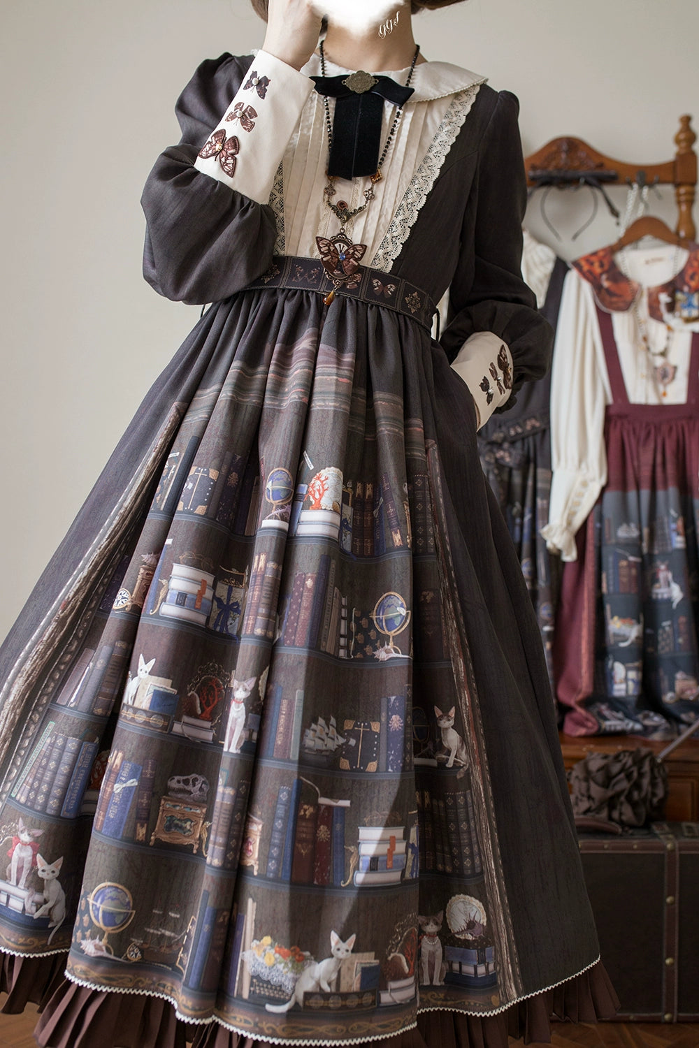 Miss Point - German Bookshelf - Classic Lolita OP Dress & Detachble Cape 44023:792392