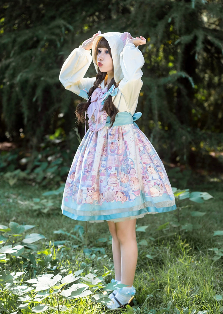 Mewroco~Sweet Lolita Dress Suit Salopette and Hoodied OP