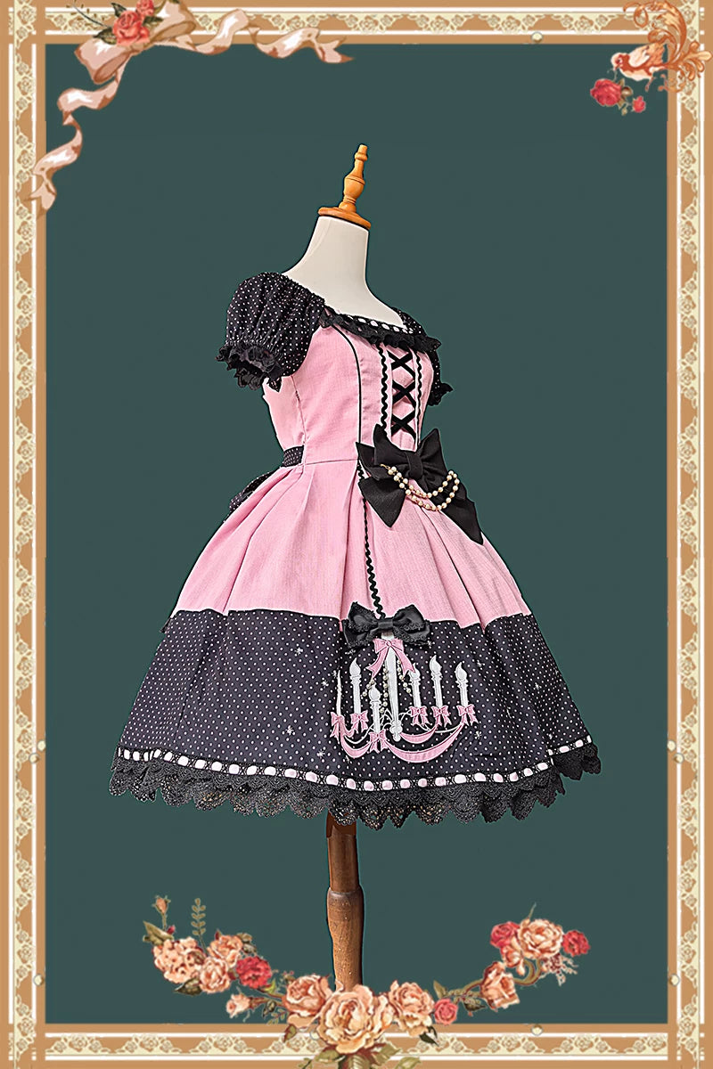Chandelier - Old School Lolita Dress, Polka Dot, Chandelier Print 44388:806675