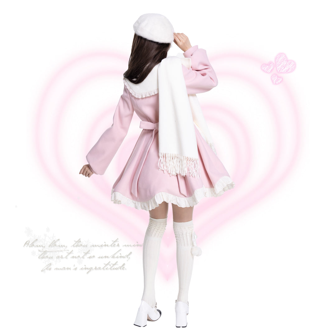 Platycodon House~Winter Love Song~Winter Sweet Lolita Coat Korean Style Overcoat Bow Scarf