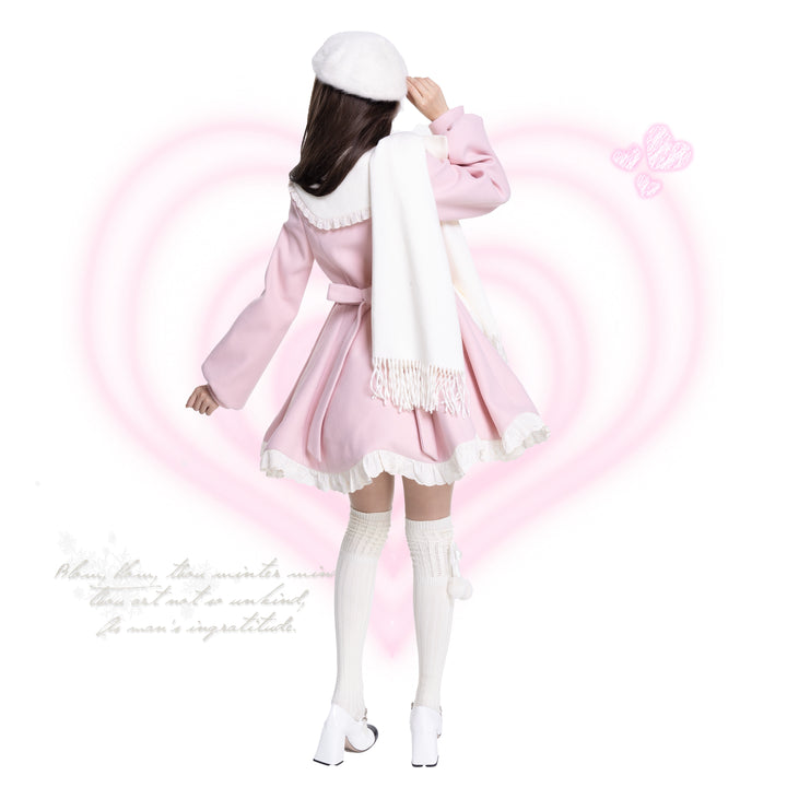 Platycodon House~Winter Love Song~Winter Sweet Lolita Coat Korean Style Overcoat Bow Scarf