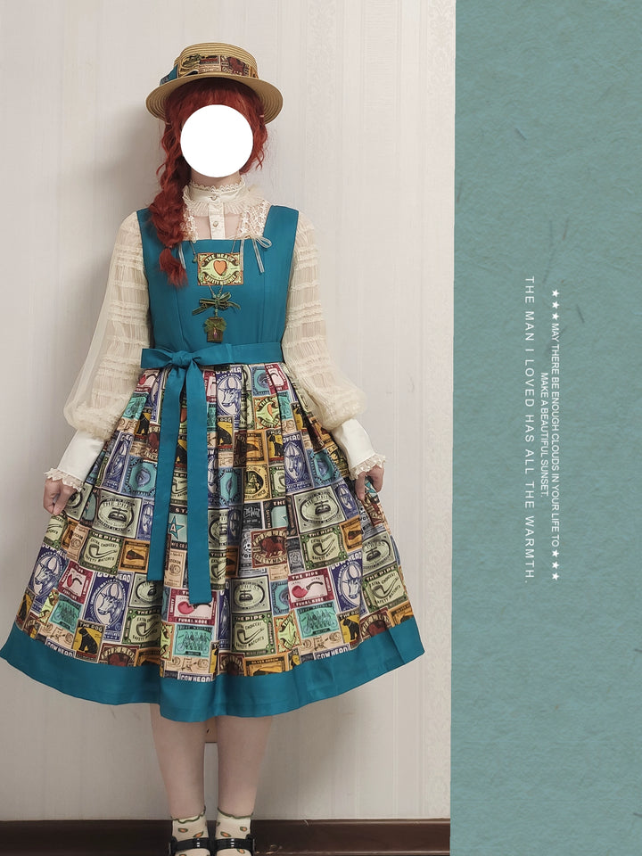 Miss Cube - Antique Label - Retro Lolita JSK Dress Print Daily Dress