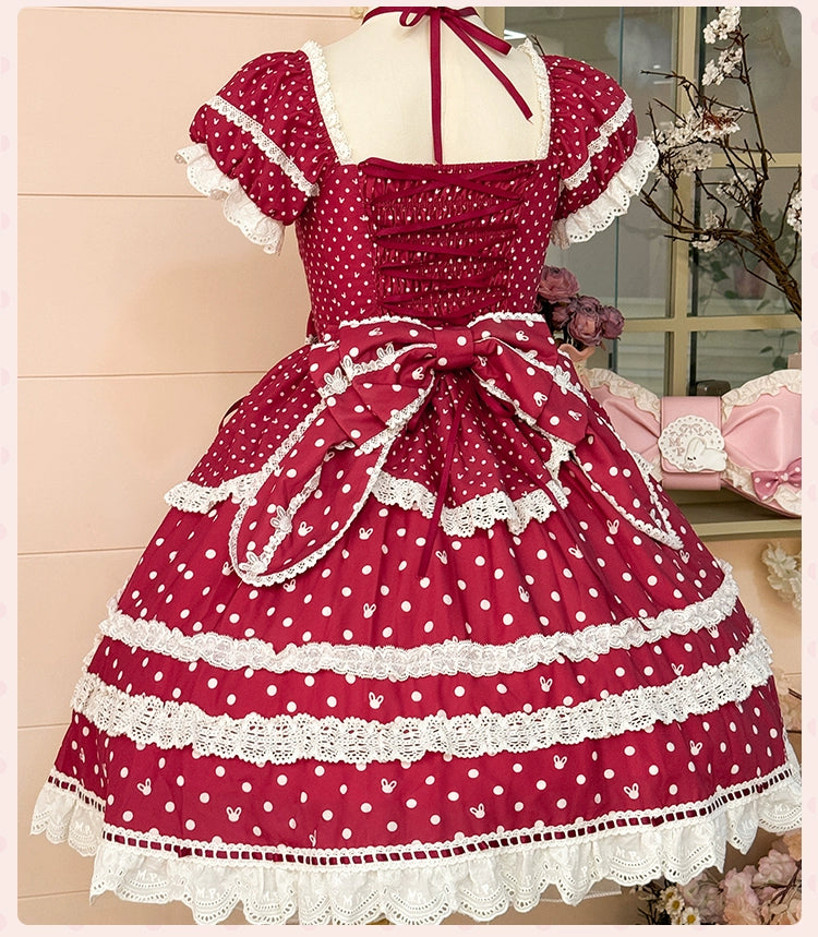 Mademoiselle Pearl~Bow Rabbit~IP Collab Sweet Lolita OP in Multiple Styles 43054:763916