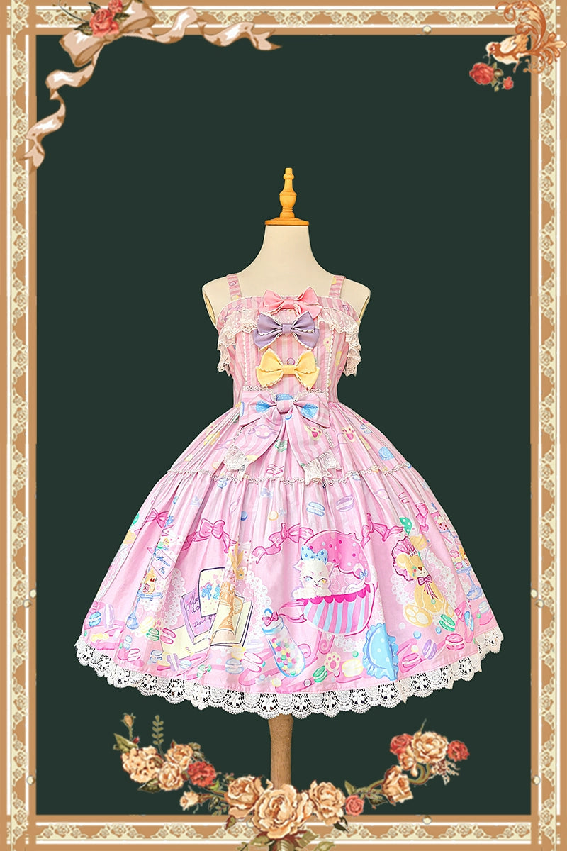 Infanta - Macaron Dolly House - Sweet Lolita JSK Dress, Animal Print Pink JSK (pre-order) S