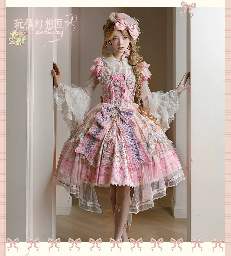 YingLuoFu - Doll Fantasy Box - Sweet Lolita JSK Dress & Tulle Blouse Set 44261:801475