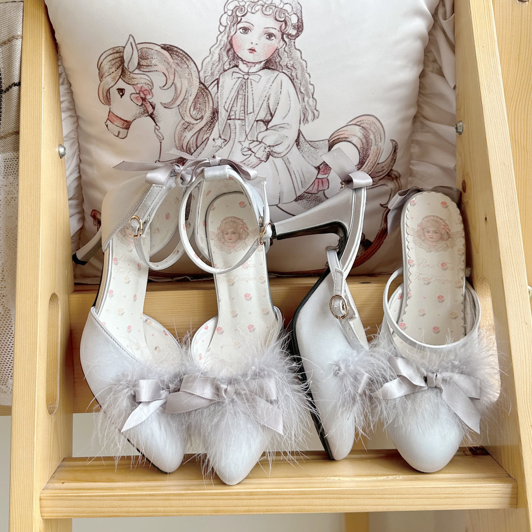 Pure Tea For Dream~Swan Lake~Sweet Lolita Shoes Satin Lolita Hight Heels 42090:726056