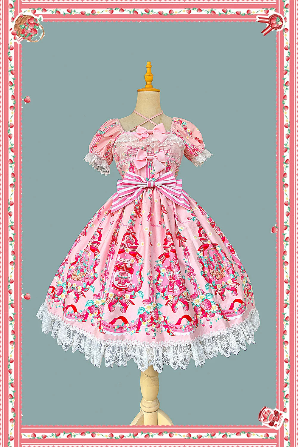 Strawberry Chef - Printed Old School Lolita Dress, Detachable Bows 44505:810367