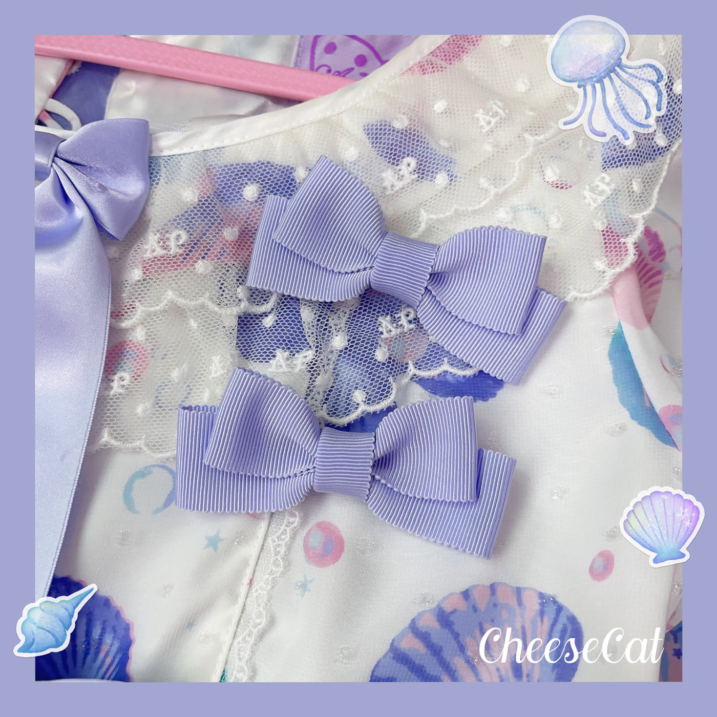 (Buyforme)Cheese Cat~Fluffy Lop-Eared Bunny Sweet Lolita Hairband purple brooch (1 pair)  