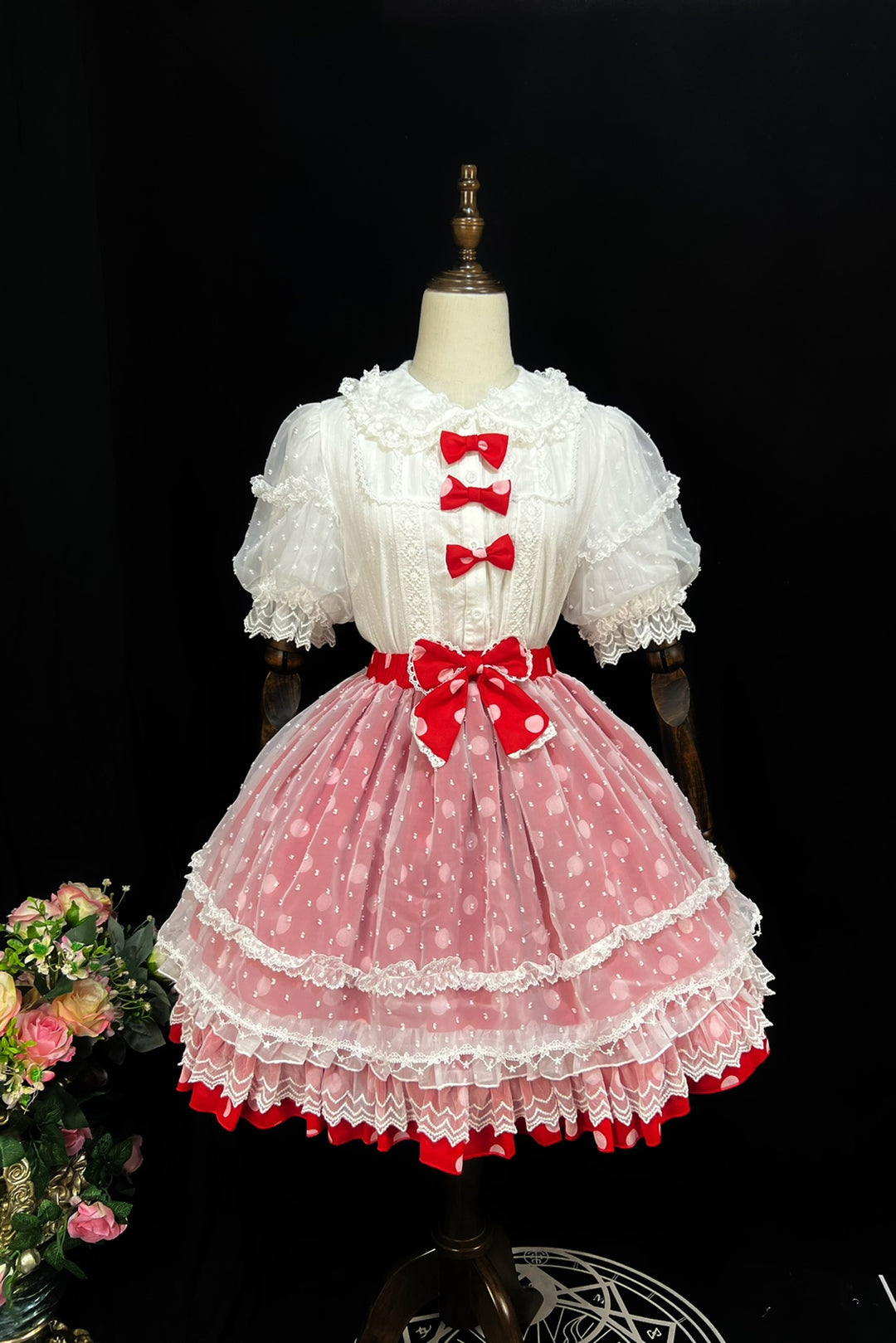 DMFS Lolita~Lollipop~Sweet Lolita Shirt with Double-Layered Puff Sleeves