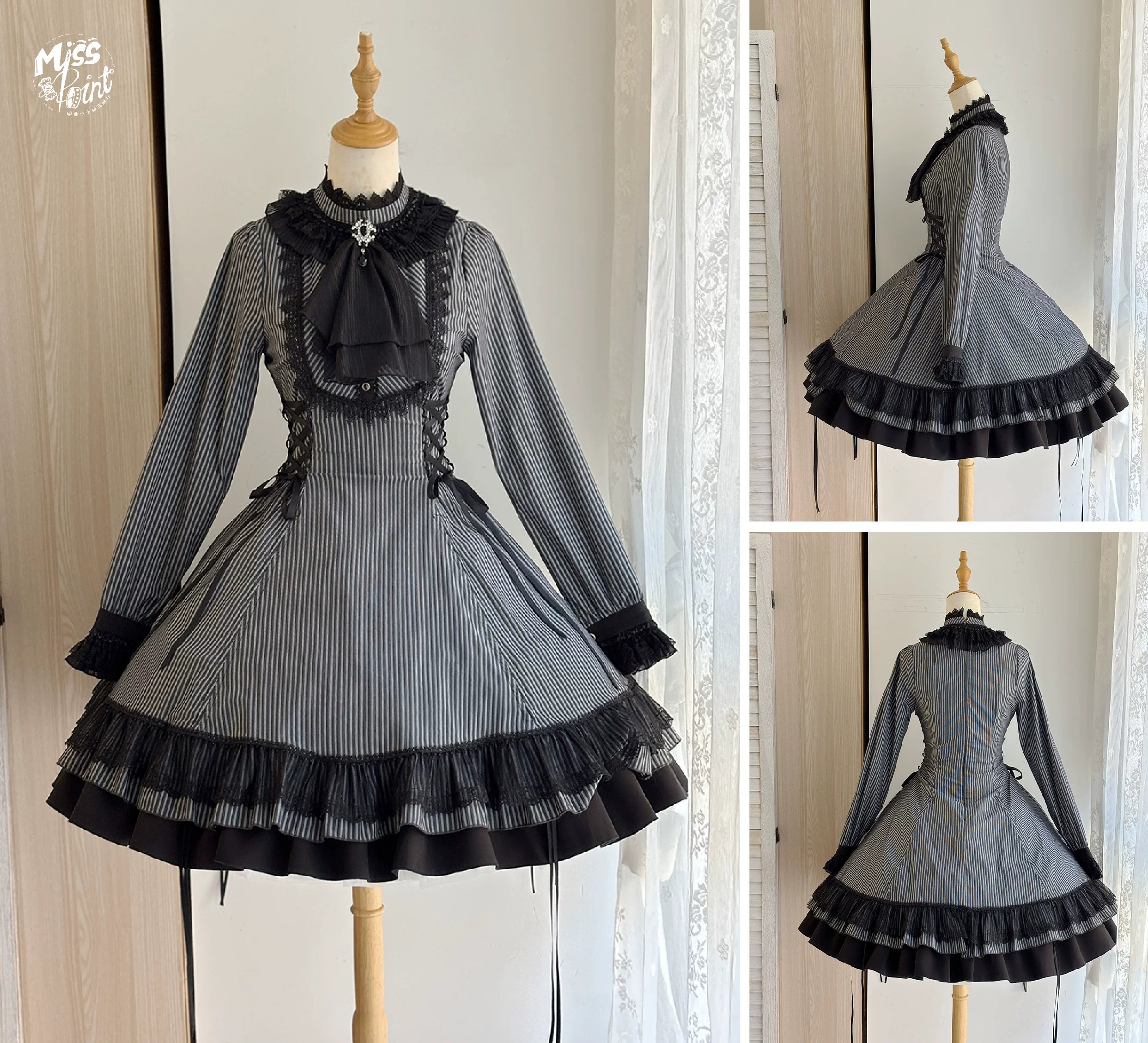 Perint Manor - Gothic Lolita Striped Dress, Tailor-made