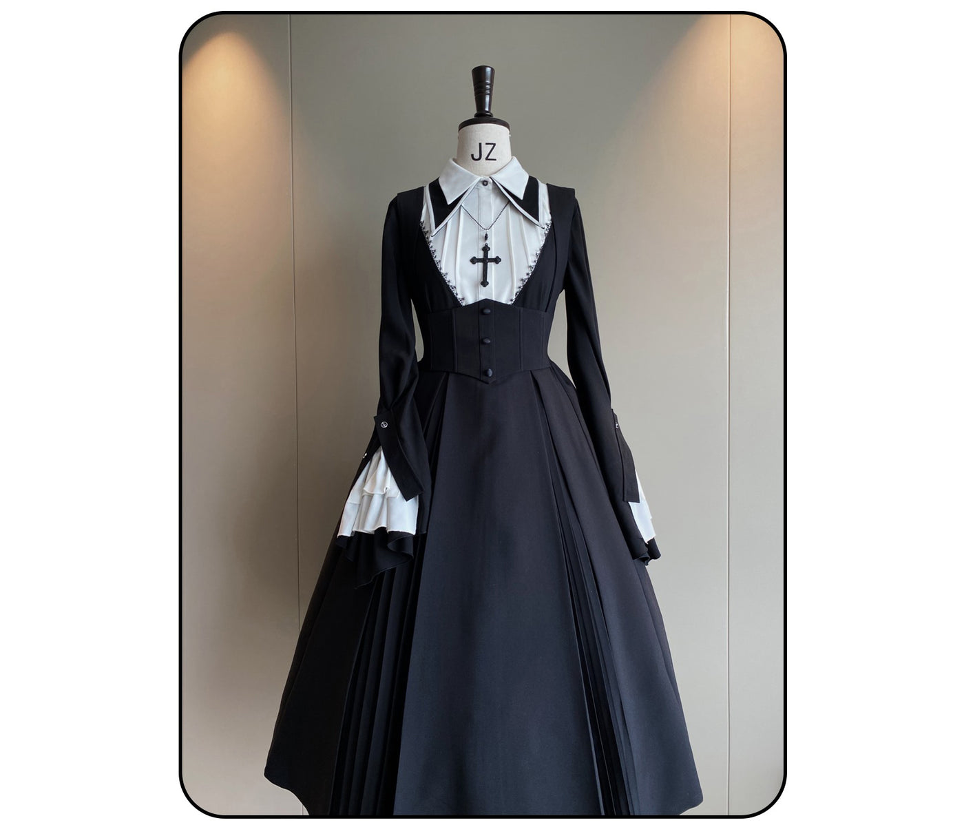 Susin Lolita~Cross Praise~Nun Style Gothic Lolita Dress and Blouse S strap waist cover dress (long) 