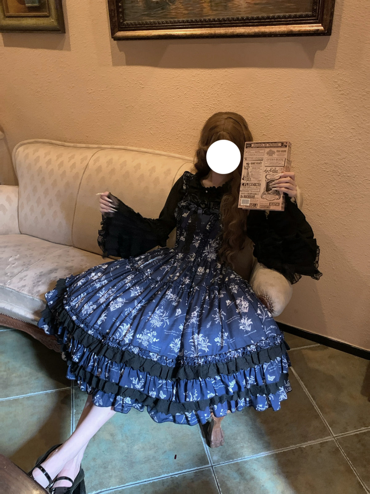Frost's Descent - Classic Lolita JSK Dress Set, Botanical Butterfly Print 45970:870160