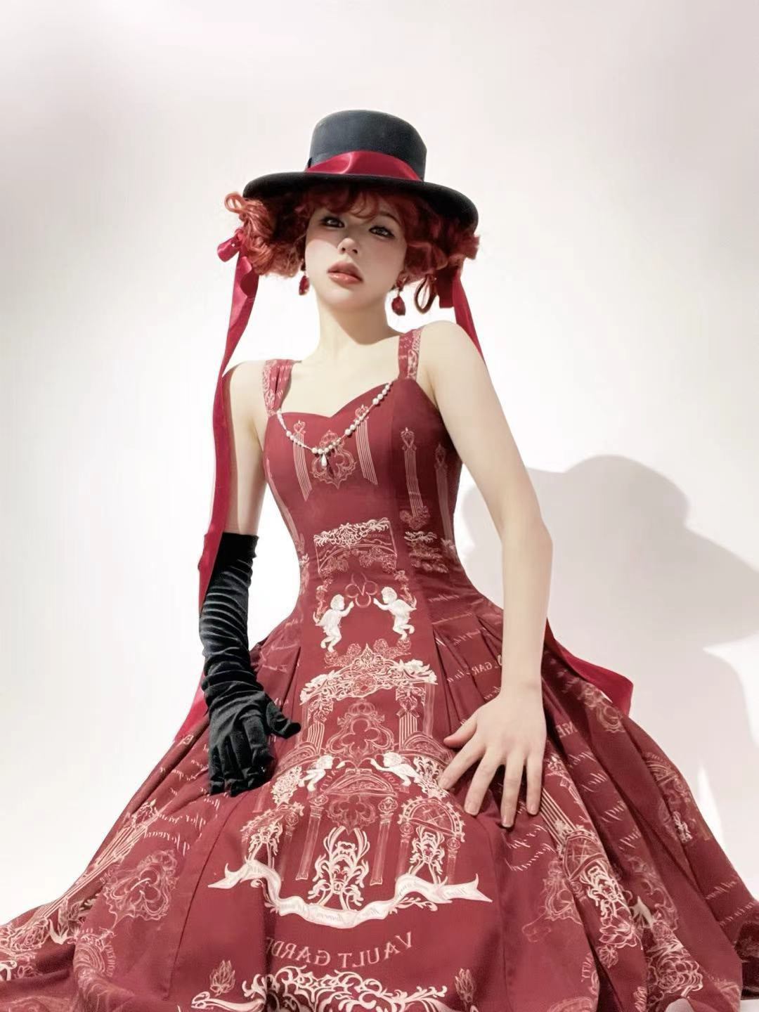 Vault Design~Angel Garden~Elegant Lolita JSK Six-panel Lolita Red Dress