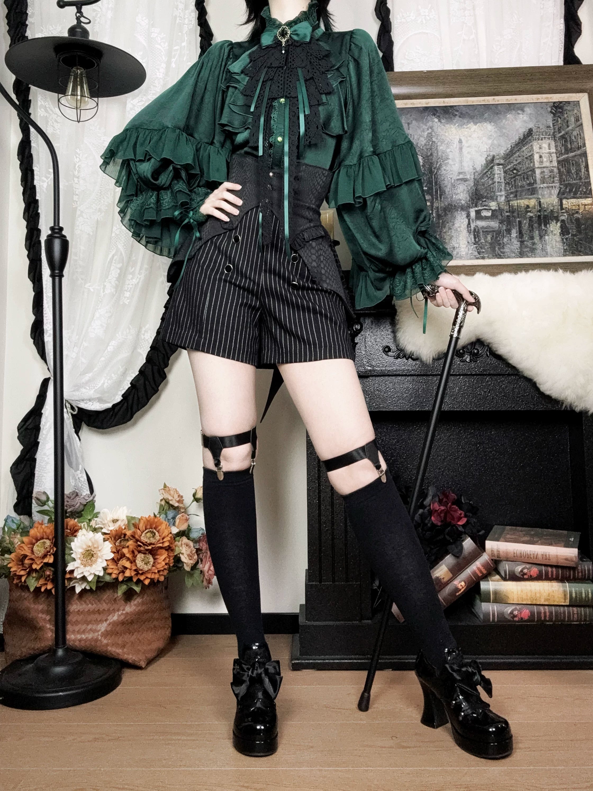 Blue Moon Bone Erosion - Gothic Lolita Waist Cincher, Bat Wing Hem 44453:809546