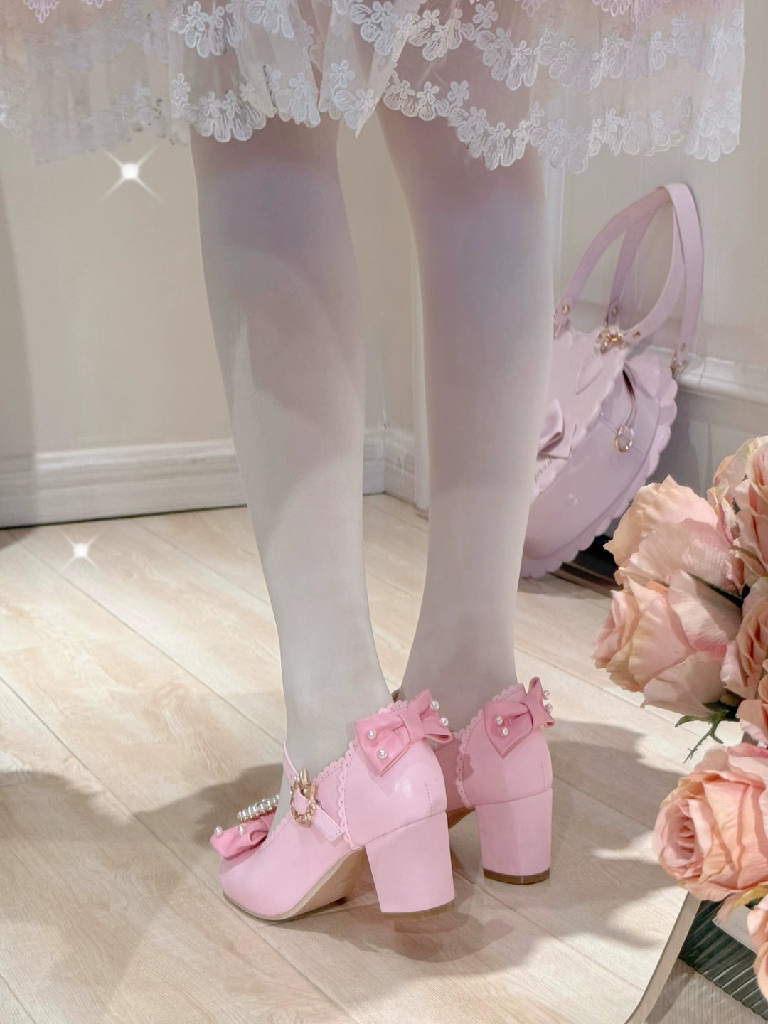 Pure Tea For Dream~Vintage Gemstone~Sweet Lolita Shoes Round Toe Heels with Bow 41836:715554