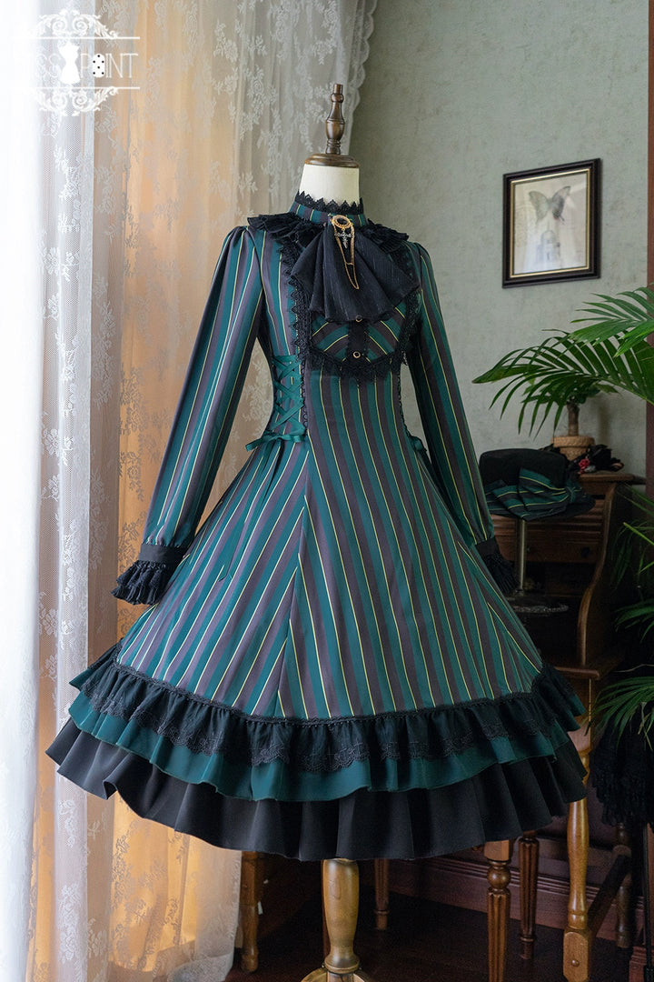 Miss Point~Perintz Manor~Gothic Lolita OP Long Sleeve Retro Lolita Dress   