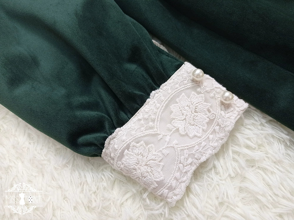(BFM)Miss Point~Customized Lolita Dress Vintage Elegant Velvet OP Dress 32520:391604