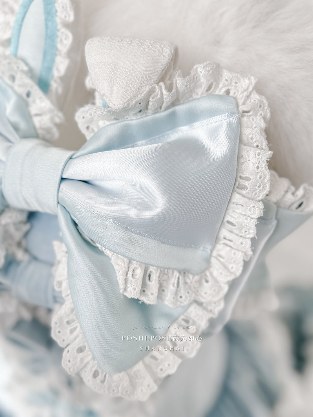 POSHEPOSE~Chuling Swan Lake~Sweet Lolita JSK Set Velvet Blue Dress for Prom 42865:755911