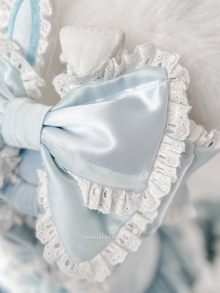 POSHEPOSE~Chuling Swan Lake~Sweet Lolita JSK Set Velvet Blue Dress for Prom 42865:755911