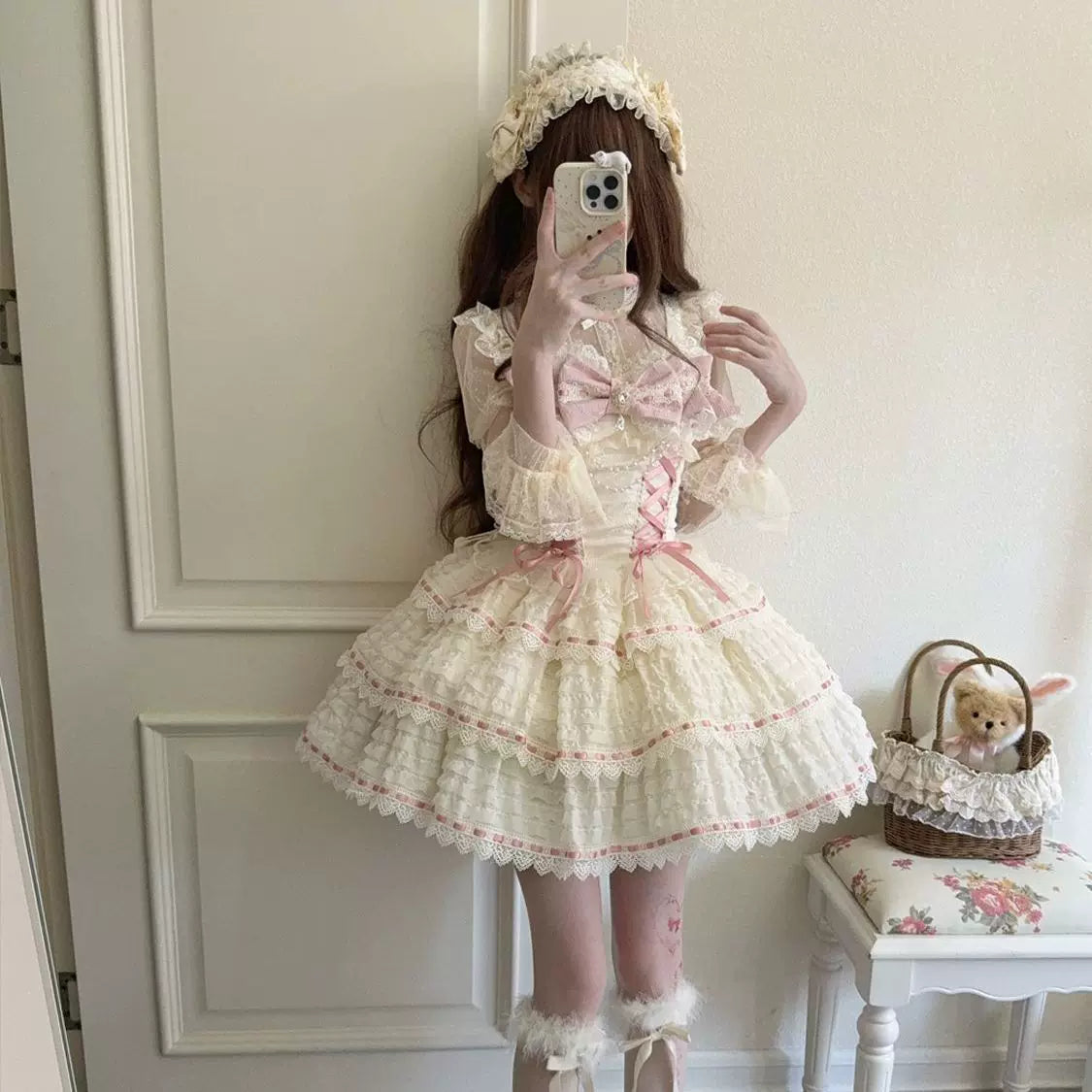 Floral Elegy - Sweet Lolita JSK Dress, Tiered Hem