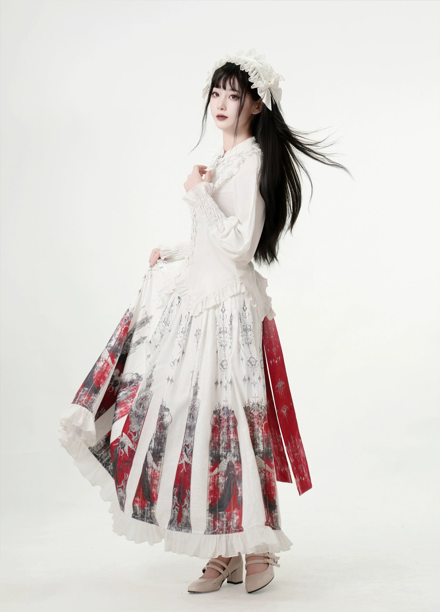 Luoluan Lolita - Fallen Angel - Printed Gothic Lolita Skirt Outfit