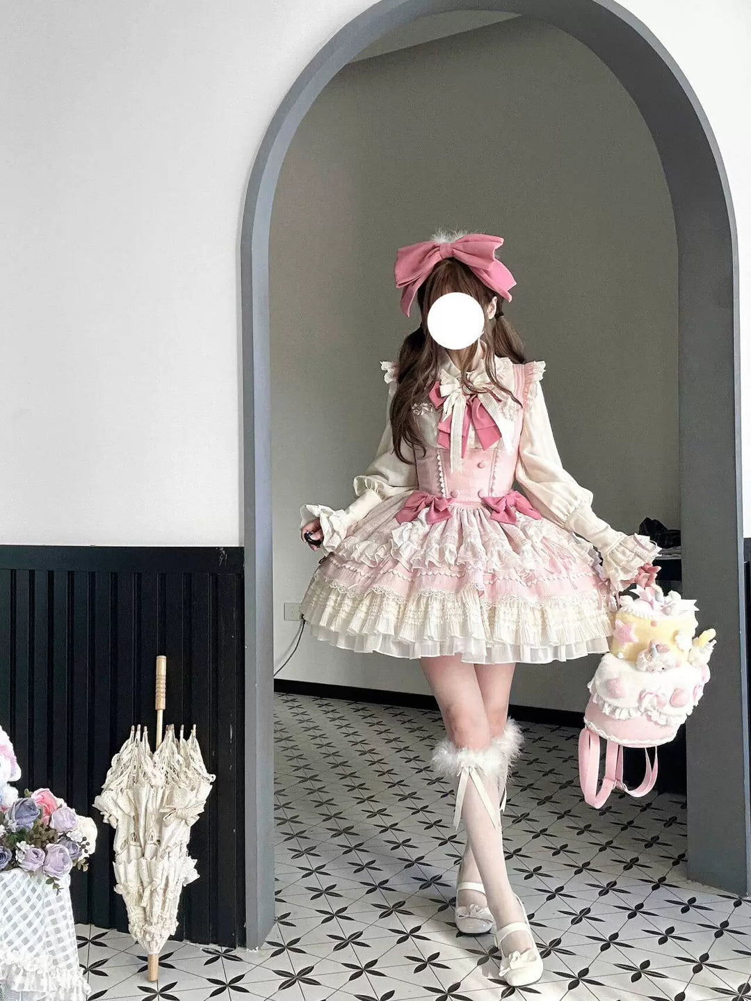 Sakurahime~Cupid Overture~Sweet Pink Lolita Jumper Dress Bust-Supporting JSK