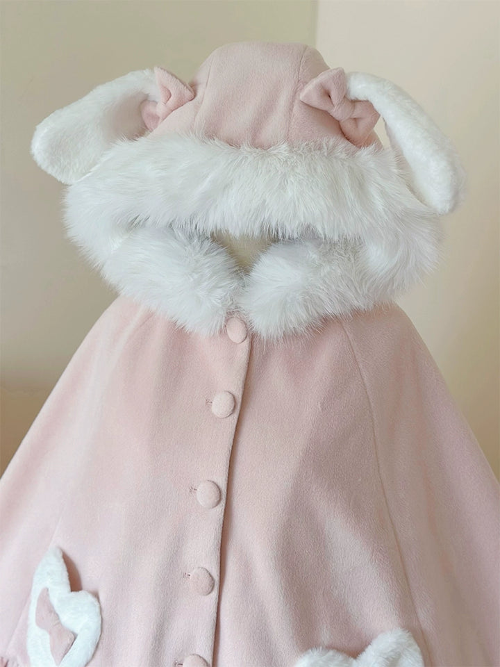 ZhiJinYuan~Winter Kawaii Lolita Cape with Bunny Ear Hood