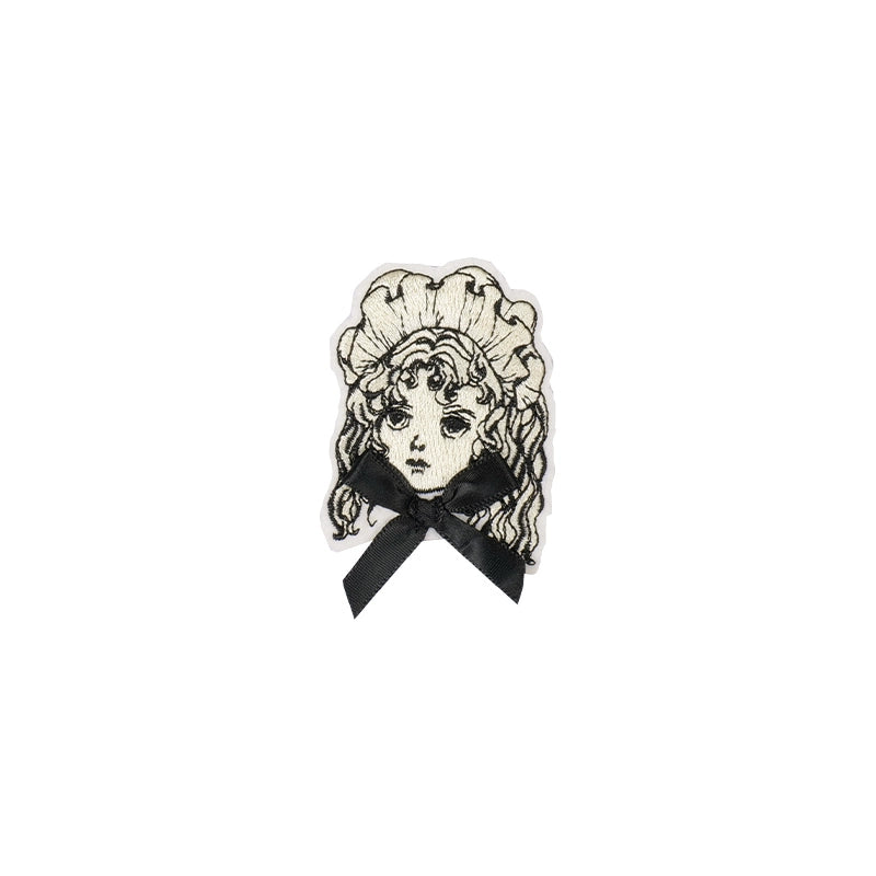 With PUJI - Doll Night - Vintage Twin Lolita OP Dress Embroidered Doll Dress S Brooch only (One Size / M)