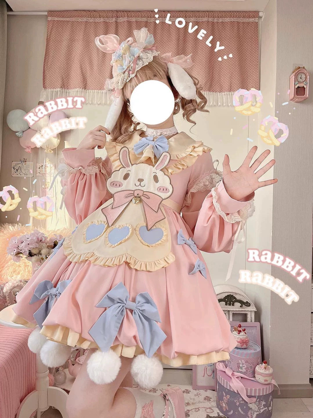 Cute Girl~Zero Card Rabbit~Kawaii Lolita OP Dress Long Sleeve Dress 34768:466266