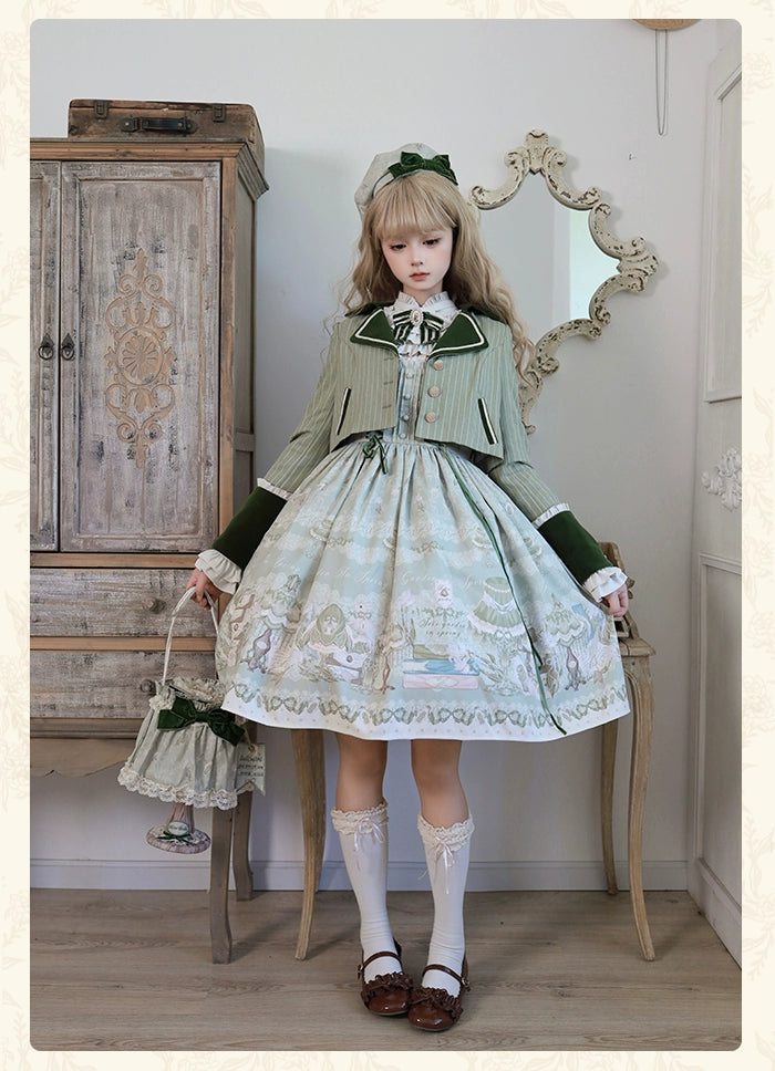 Alice Girl~Iris Study Room~Elegant Lolita JSK Classic Lolita Dress With Square Neck   