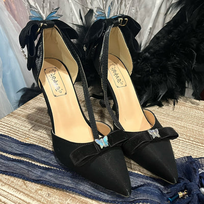 Sky Rabbit~Dream Teller~Elegant Lolita High Heel Shoes 30 satin black(8cm/3.15inches) 