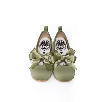MODO~Beth~Kawaii Lolita Mary Jane Shoes Silk Round Toe 34 Low heel in green 