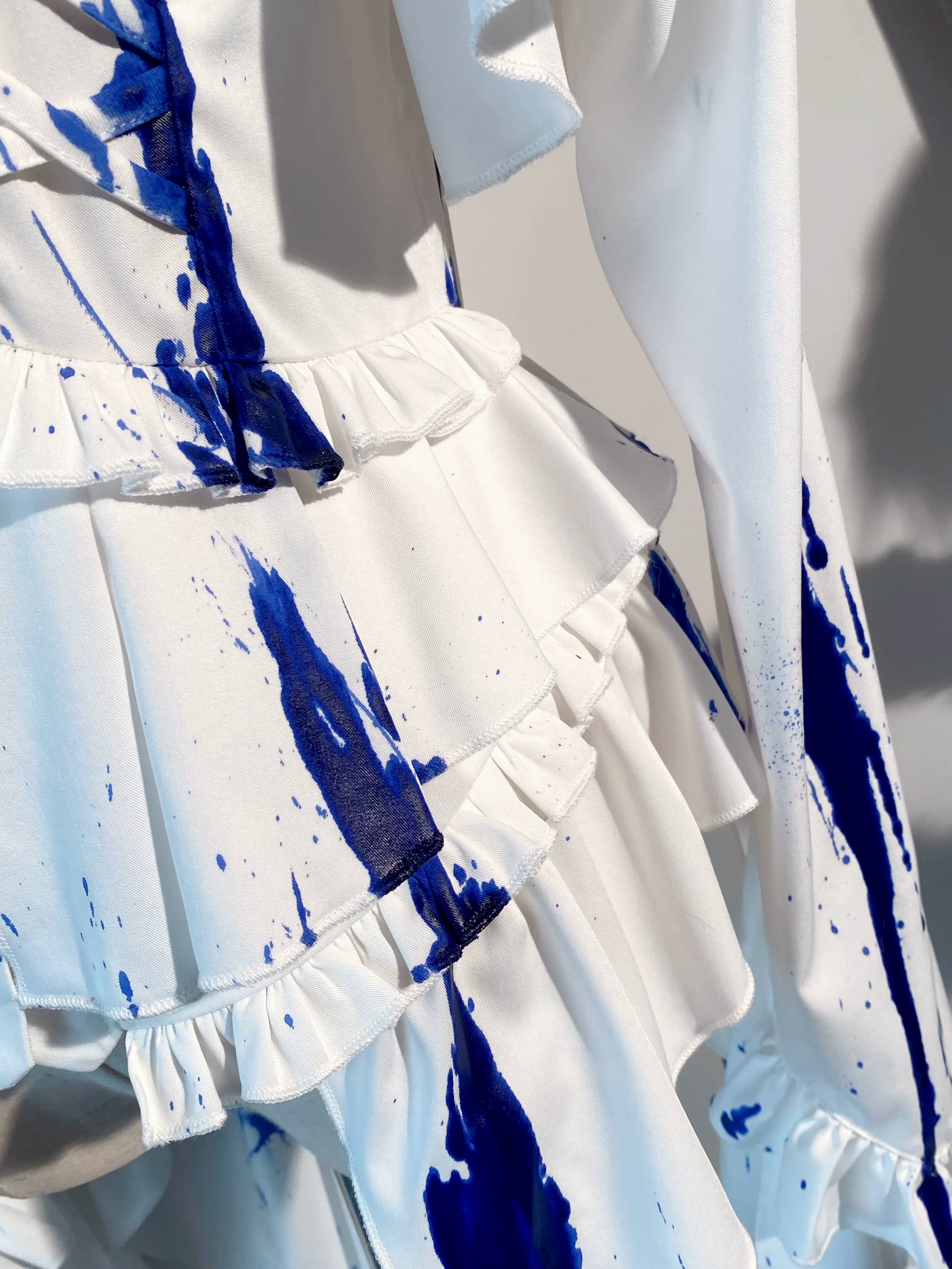 Echo of Deep Sea - Satin Ouji Lolita Trailing Blouse, Solid or Blood Stain Style 45666:857863