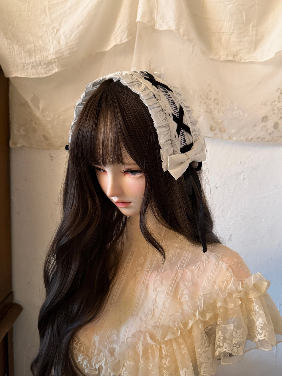 Piano's Letter - Cotton Old School Lolita OP Dress Set, Piano Note Embroidery (2XL L M S XL) 46029:873011