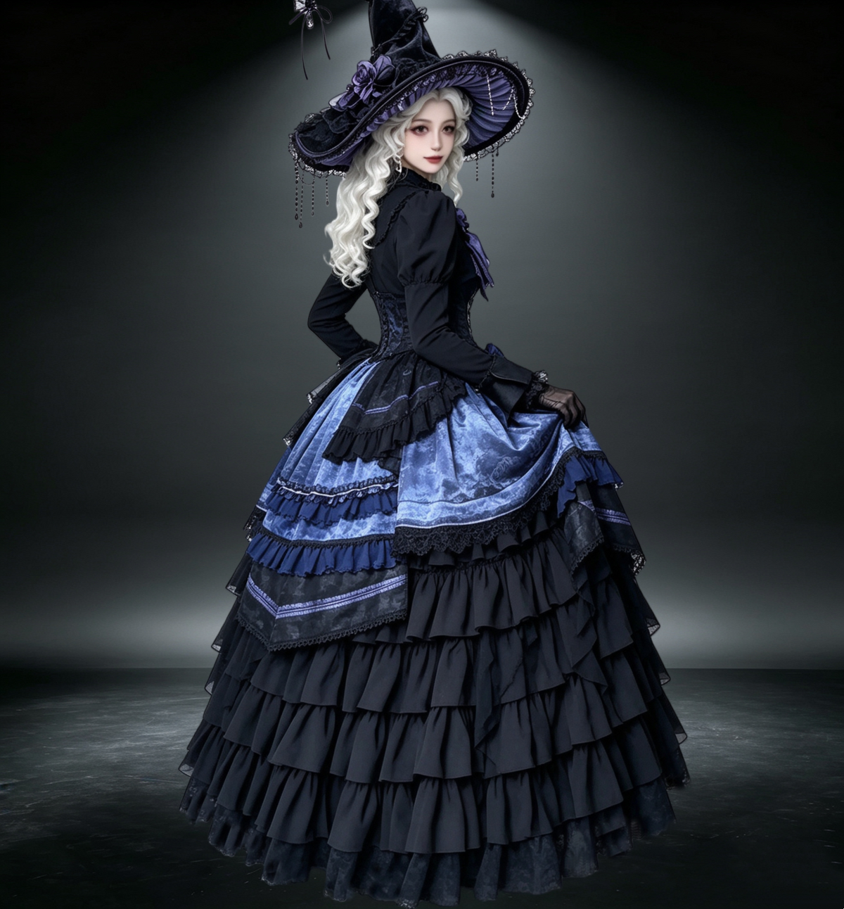 Wedding Lolita Long Volume Underskirt, Layered Ruffles 46117:875451