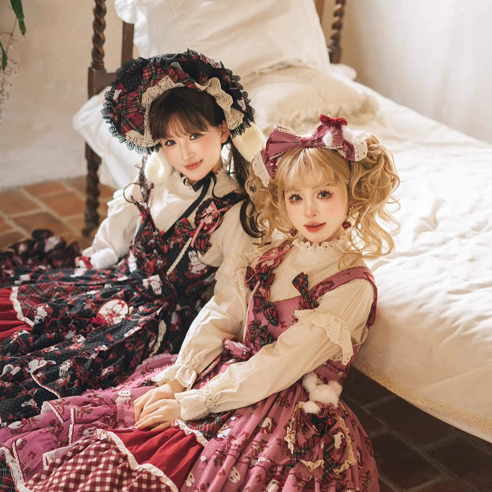 Miss Point - Forest Berry Bunny - Cotton Sweet Lolita Blouse, Detachable Bows 44305:802822