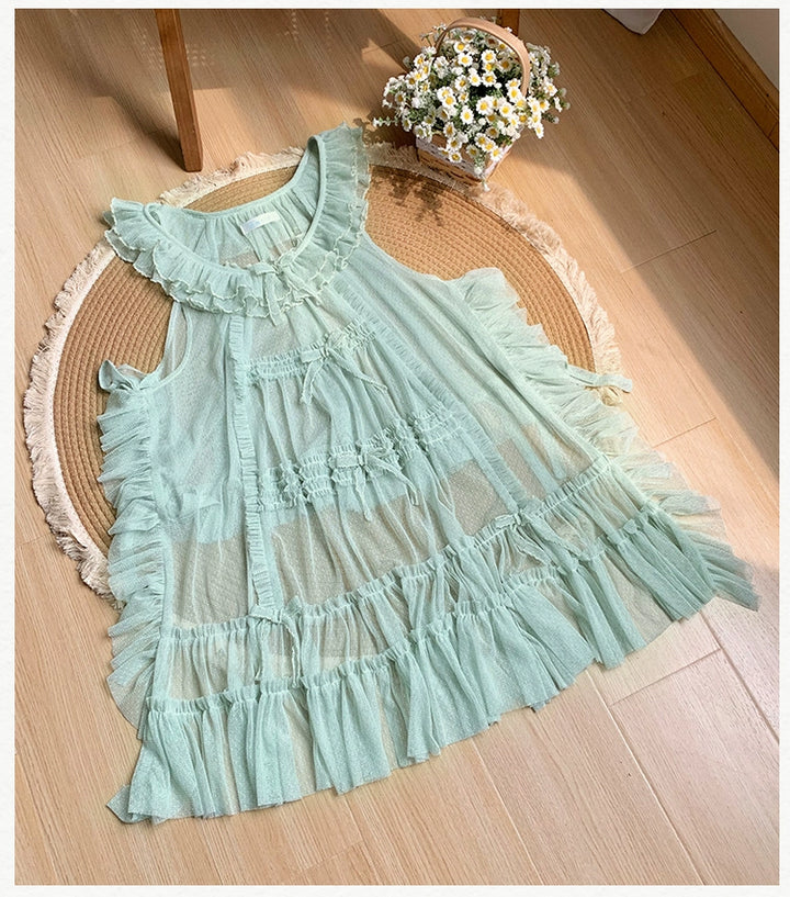 With PUJI~Letters and Poetry~Classic Lolita Tulle Over-Skirt for Summer 42929:758120