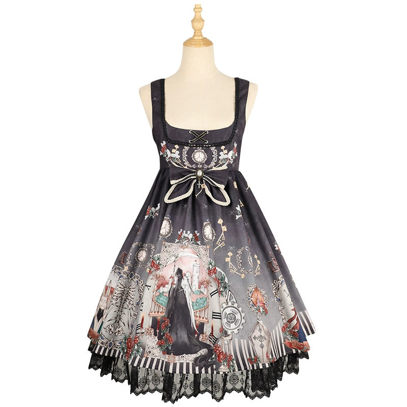 YingLuoFu~Black Fairytale~Gothic Twins Lolita JSK (L M S) 4064:723072