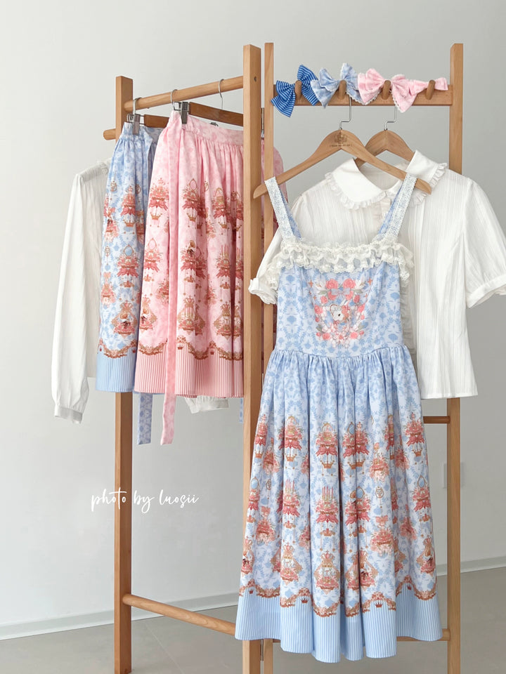 Strawberry Witch~Rose Garden Bunny~Daily Lolita Rose Bunny Printing OP JSK Dress Set