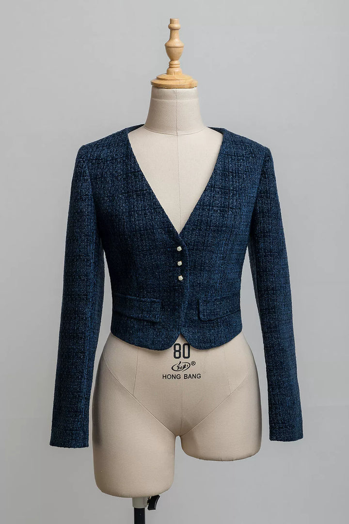 JS Lolita~Paris Holiday~Elegant Lolita Coat Knit Cardigan Blue Coat S 