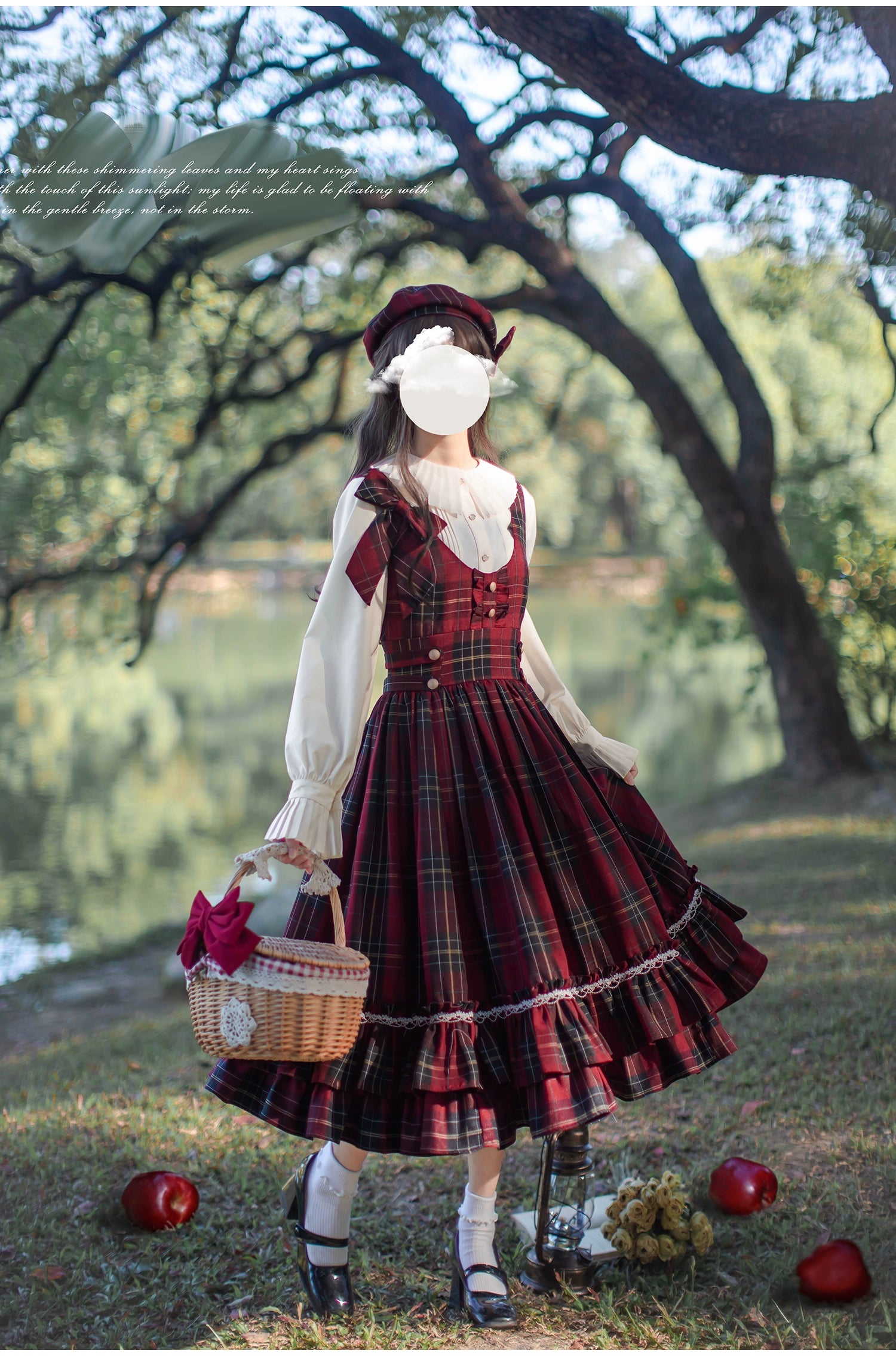 HuTaoMuJK - Little Red Riding Hood - Vintage Lolita Cape & JSK Dress Set 43706:783704