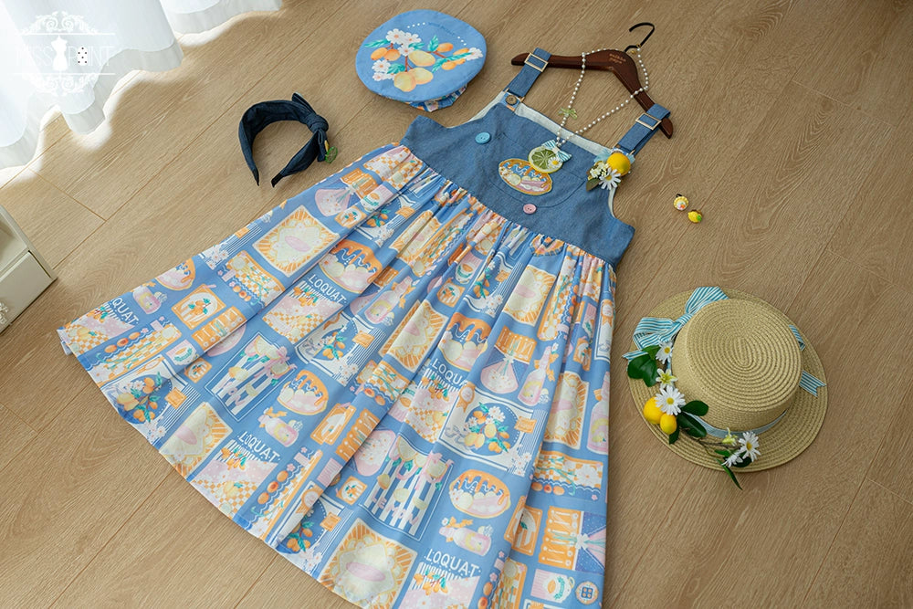 Miss Point~Daisy Lemon~Kawaii Lolita Lemon Print JSK Customized 21508:310738