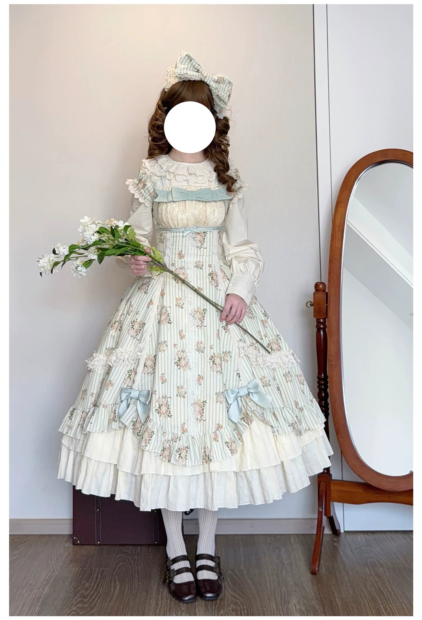 Meeting Austen - Cotton Classic Lolita Rose Printed OP Dress 45736:859988