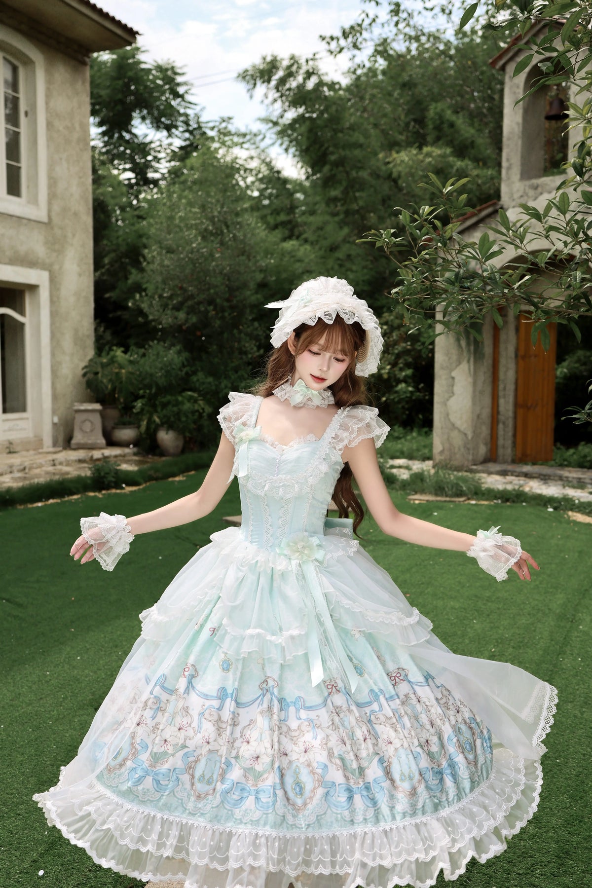 Lily Narrative - Classic Lolita JSK Dress Set, Lily Floral Print 46095:874868