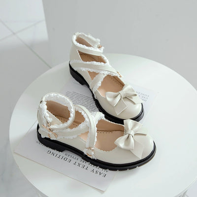Yana~Yana Maid~Maid Lolita Low Heel Shoes Plus Size Lace Lolita Shoes Beige 34 